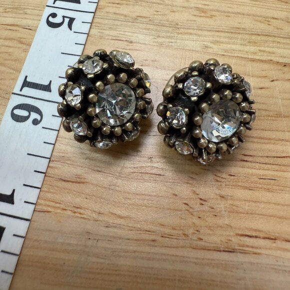 Banana Republic Crystal Cluster Stud Earrings Vintage-Inspired Gold-Tone - Picture 4 of 10